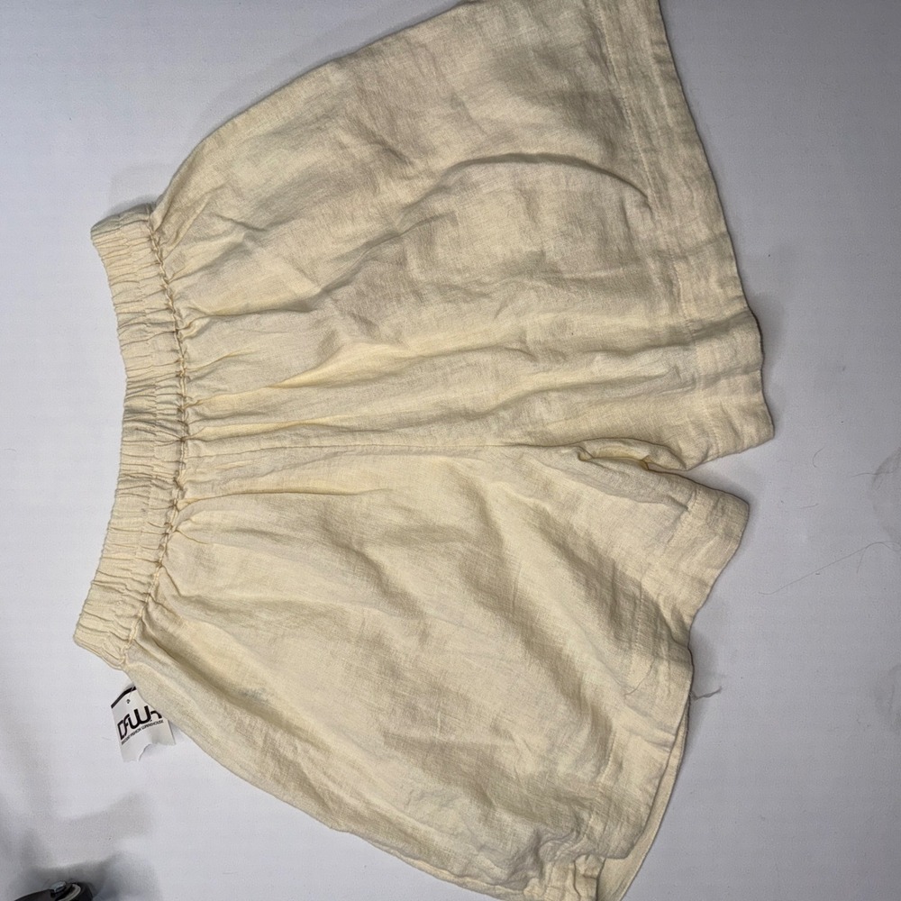 Nwt Free People Yellow Linen Blend Pleated Drawstring Shorts Relaxed Fit XS TP - Picture 8 of 8